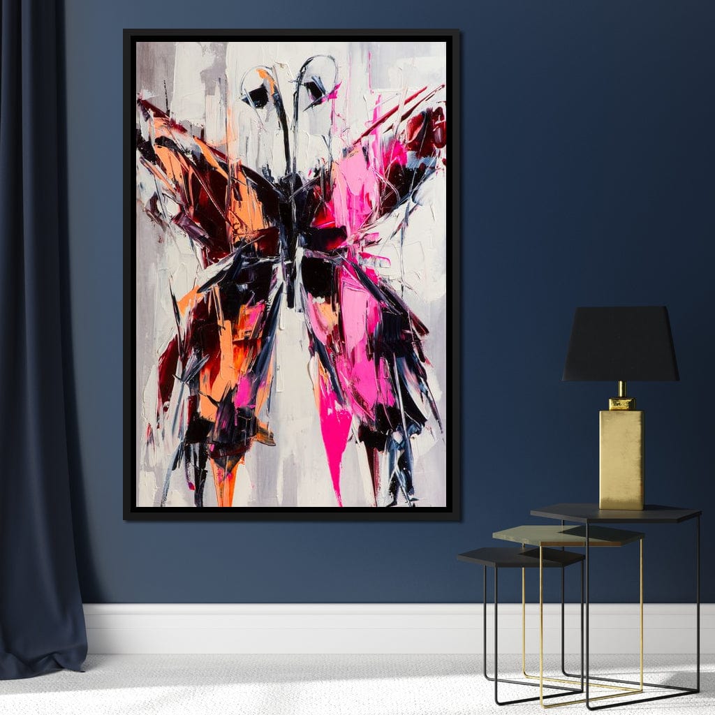 Orange & Pink Butterfly Canvas Wall Art
