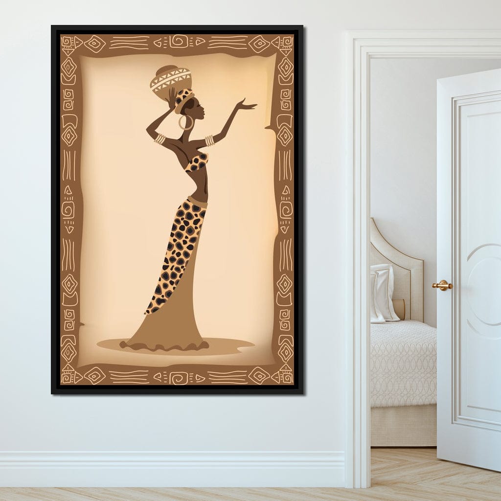 Traditional African Woman With Leopard Dress Canvas Wall Art