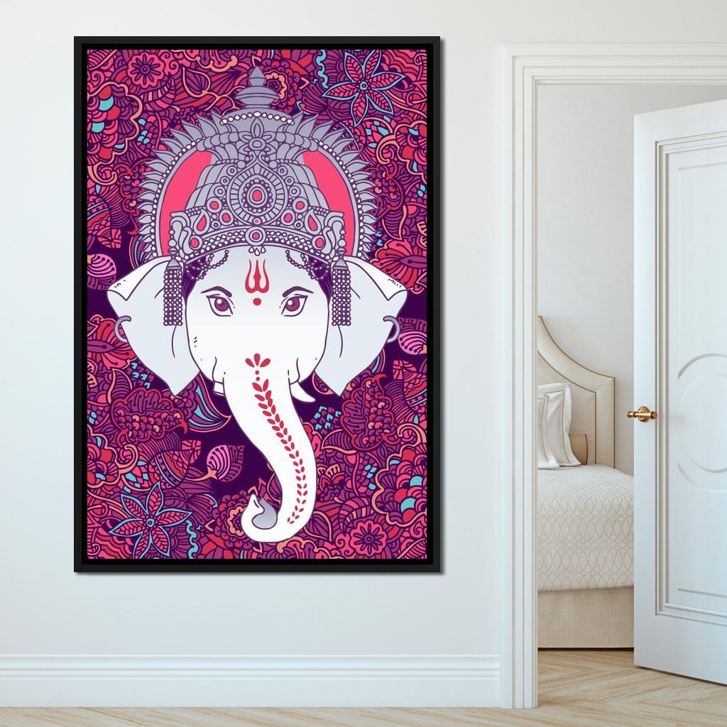 Hindu Lord Ganesha in Pink Canvas Wall Art