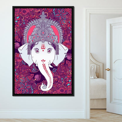 Hindu Lord Ganesha in Pink Canvas Wall Art