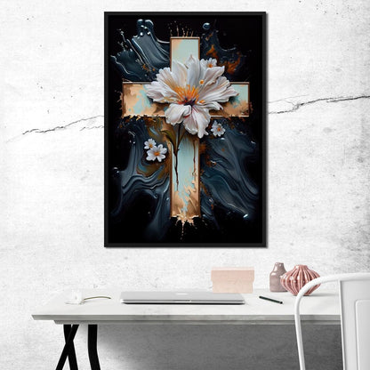 Floral Cross 02 Canvas Wall Art