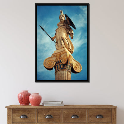 Athena Statue in Athens Canvas Wall Art