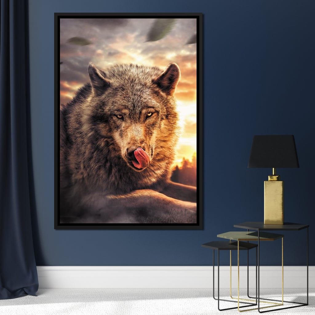 Wolf Sunset Canvas Wall Art