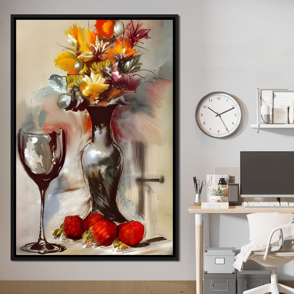 Abstract Wine & Flowers 02 Canvas Wall Art