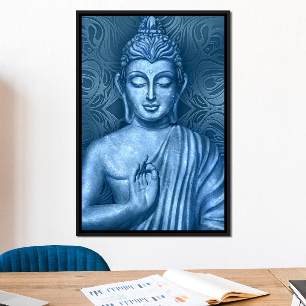Blue Meditating Buddha Canvas Wall Art