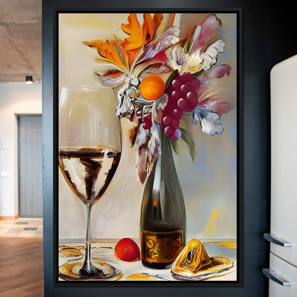 Abstract Wine & Flowers 05 Canvas Wall Art