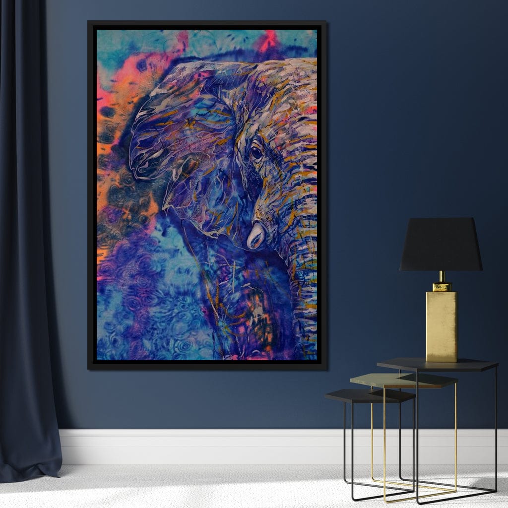 Blue Elephant Canvas Wall Art