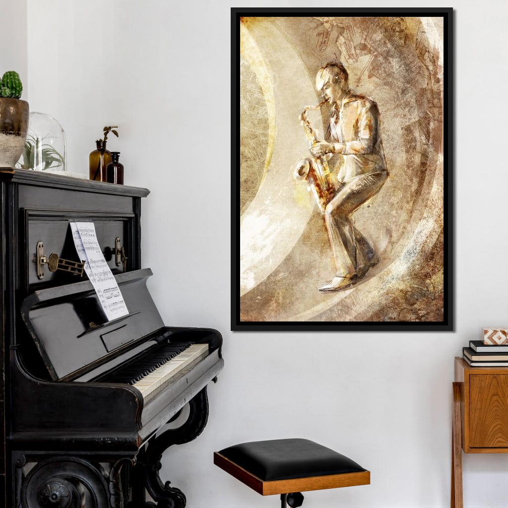 Playing the Saxophone Canvas Wall Art