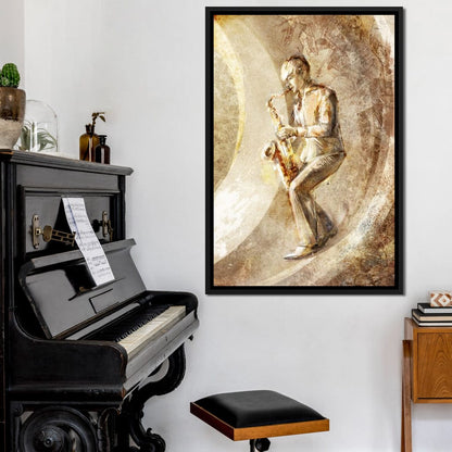 Playing the Saxophone Canvas Wall Art