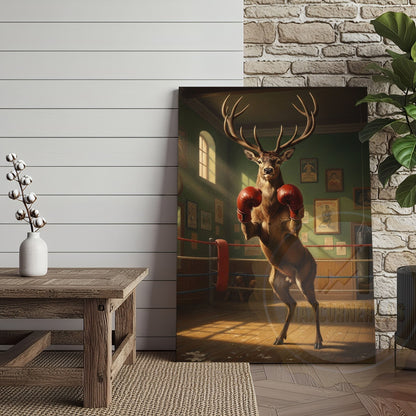 Deer Reading Hunting Magazine in Cabin Bathroom Wrapped Canvas