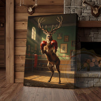 Deer Reading Hunting Magazine in Cabin Bathroom Wrapped Canvas