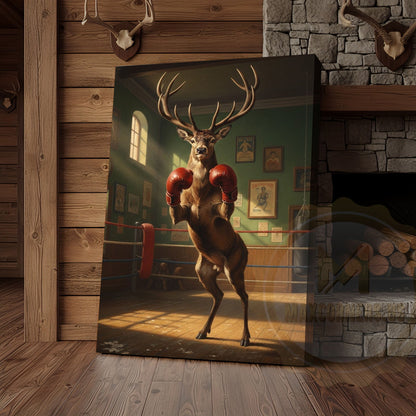 Deer Reading Hunting Magazine in Cabin Bathroom Wrapped Canvas
