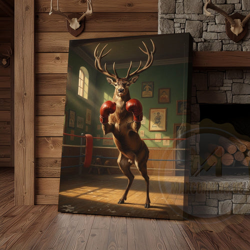 Deer Reading Hunting Magazine in Cabin Bathroom Wrapped Canvas