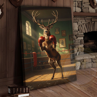 Deer Reading Hunting Magazine in Cabin Bathroom Wrapped Canvas
