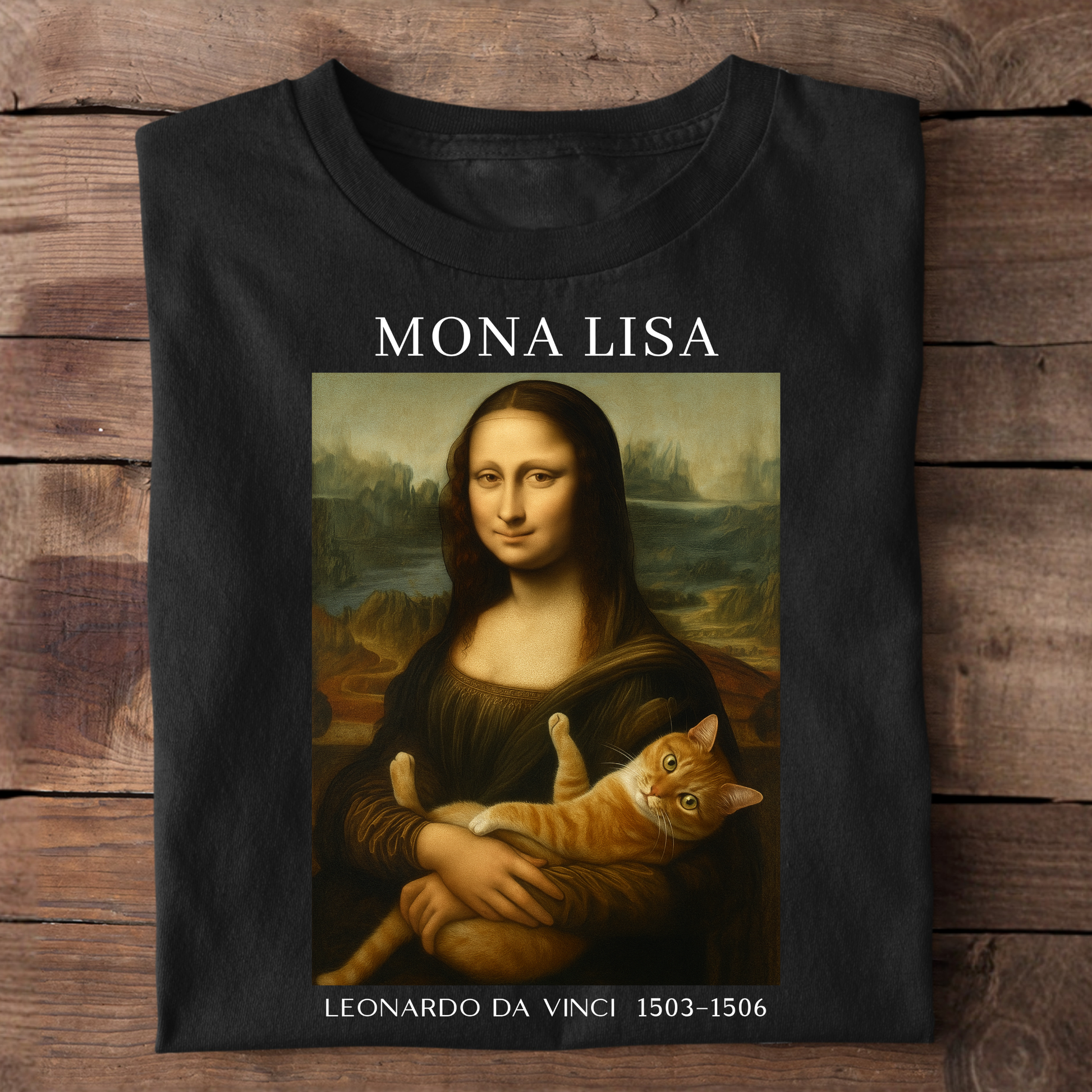 Mona Lisa With Cat Basic Shirt Unisex