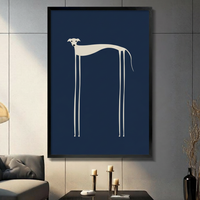 Minimalist Greyhound Navy Blue Framed Canvas Art