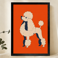 Standard Poodle Wall Art – Bold Retro Graphic Dog Canvas Print on Natural Wood Frame