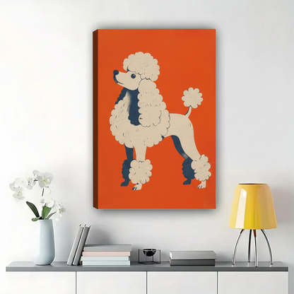 Standard Poodle Wall Art – Bold Retro Graphic Dog Canvas Print on Natural Wood Frame