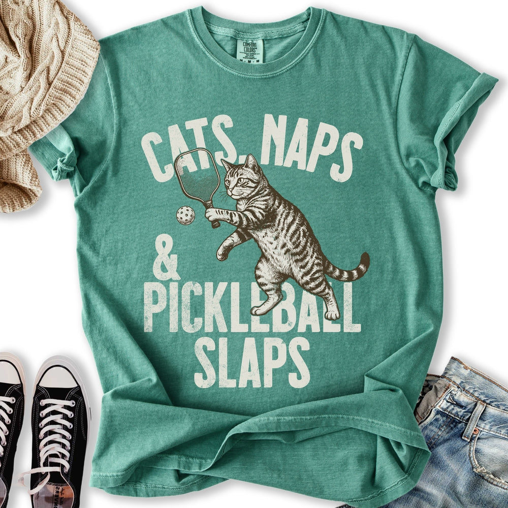 Pickleball Slaps Cat Relaxed Tee