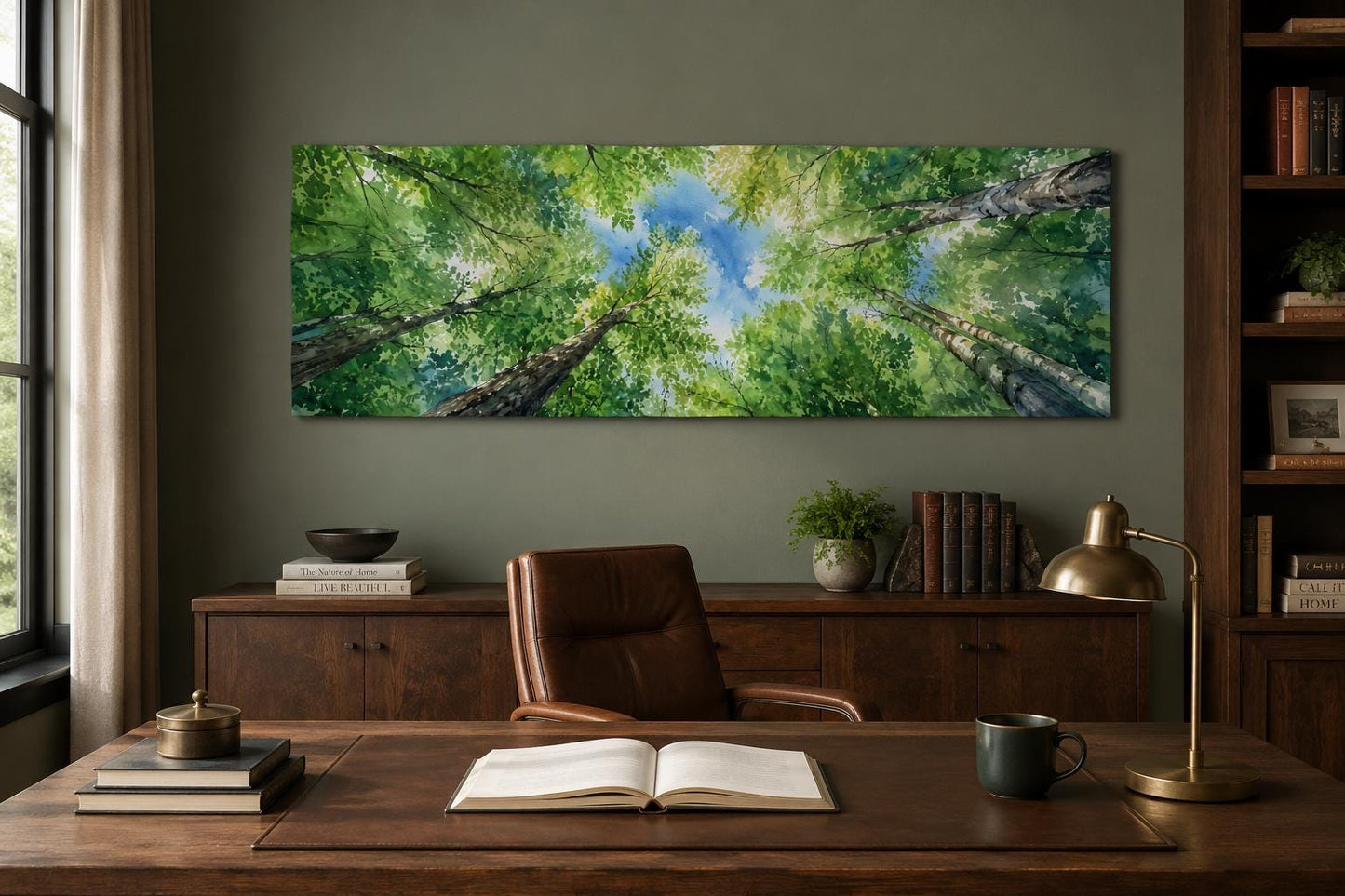 Forest Canopy Wall Art | Green Tree Wall Decor for Modern Farmhouse Spaces