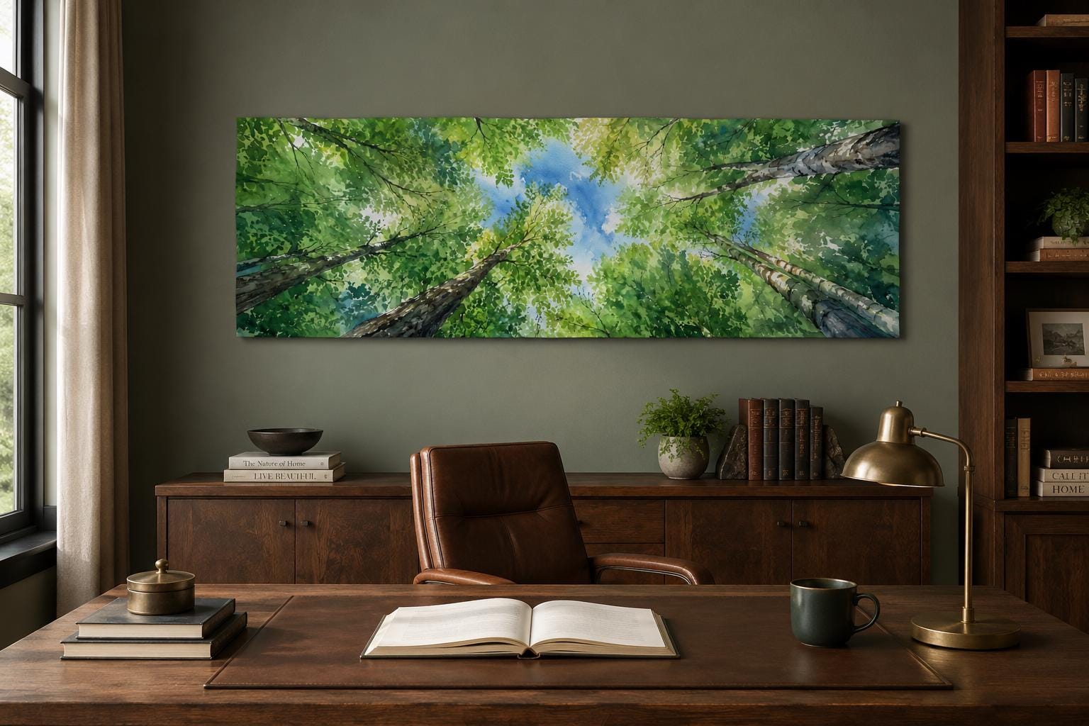 Forest Canopy Wall Art | Green Tree Wall Decor for Modern Farmhouse Spaces