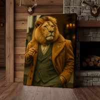 Lion Gentleman Portrait 3D Wrapped Canvas Wall Art