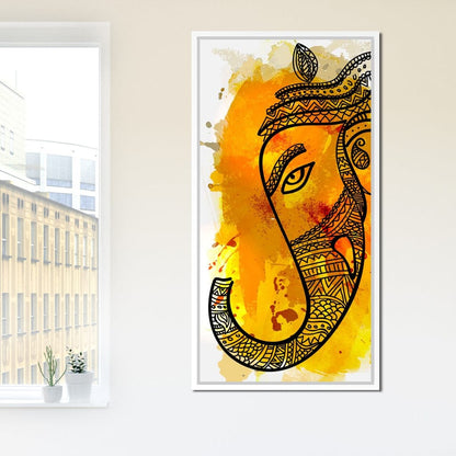 Lord Ganesha in Yellow Canvas Wall Art