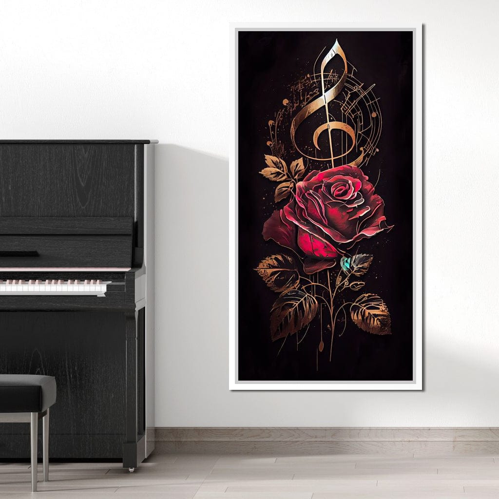 Red Rose & Musical Notes Canvas Wall Art
