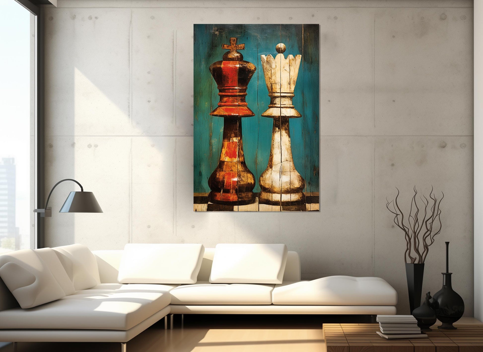 Rustic Bedroom Wall Decor – King Queen Canvas Print | Framed, Ready to Hang Art