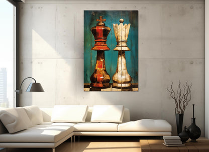 Rustic Bedroom Wall Decor – King Queen Canvas Print | Framed, Ready to Hang Art