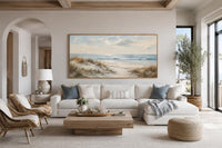Sandy Beach Dunes with Sea Grass and Rolling Waves Wall Art
