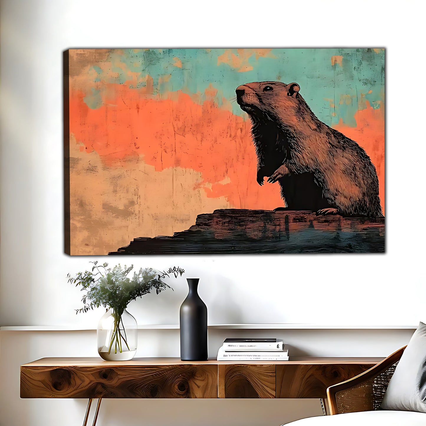 W391 Natural Wood Grain Canvas Decorative Painting – Abstract Art | Ideal for Living Rooms and Offices