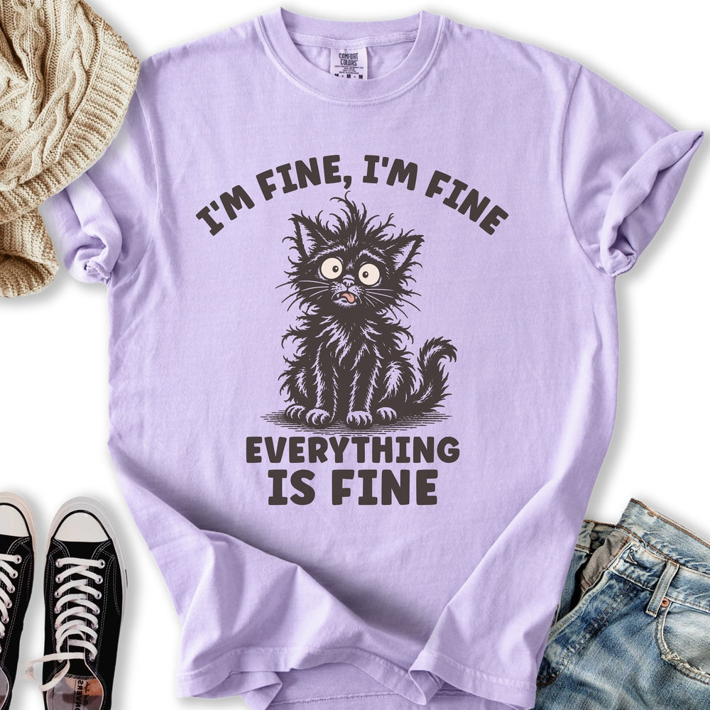 Everything Is Fine Cat Relaxed Tee