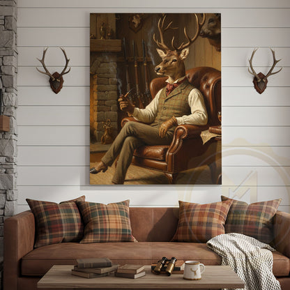 Deer Chef Flipping Pancake in Rustic Kitchen Wrapped Canvas