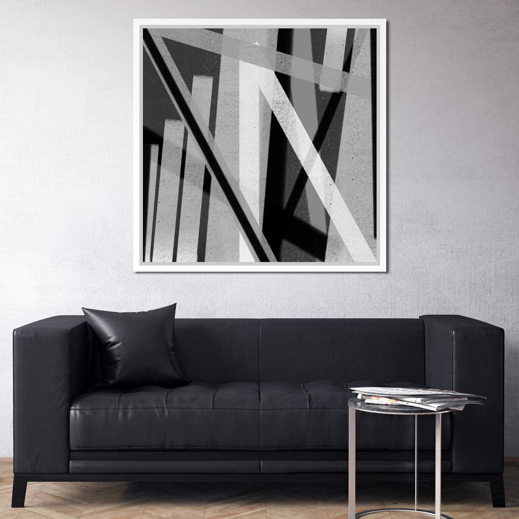 Black & White Lines v2 Canvas Wall Art