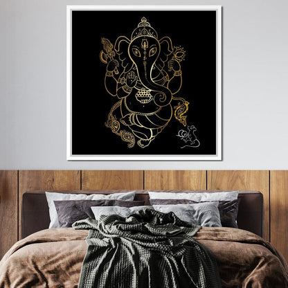 Golden Ganapati Canvas Wall Art