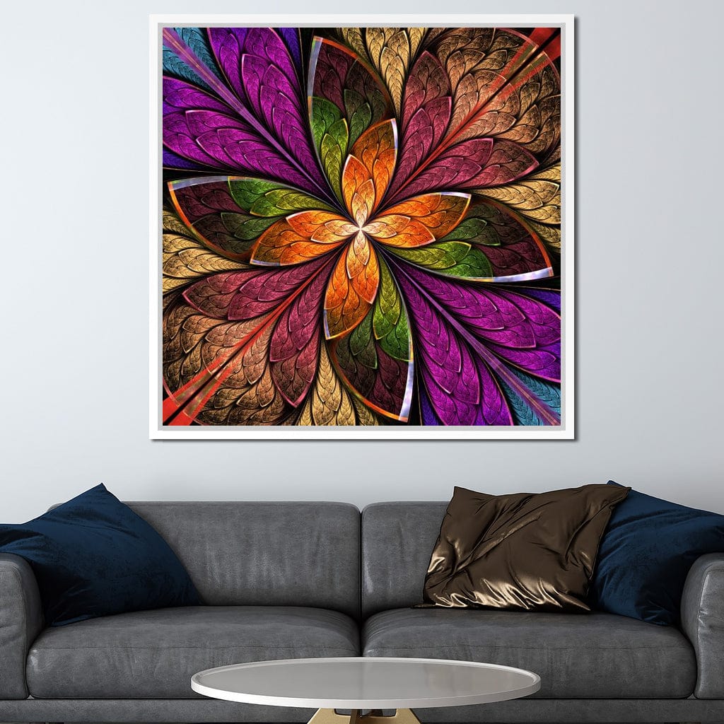 Fractal Flower in Multicolors Canvas Wall Art