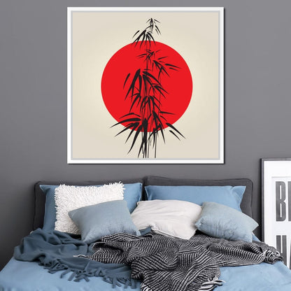 Red and Black Bamboo Canvas Wall Art