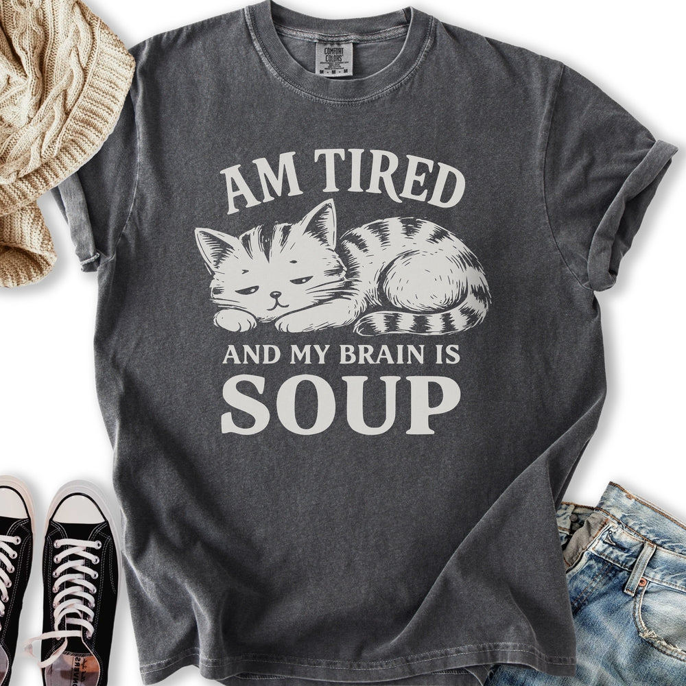 Brain Is Soup Cat Relaxed Tee