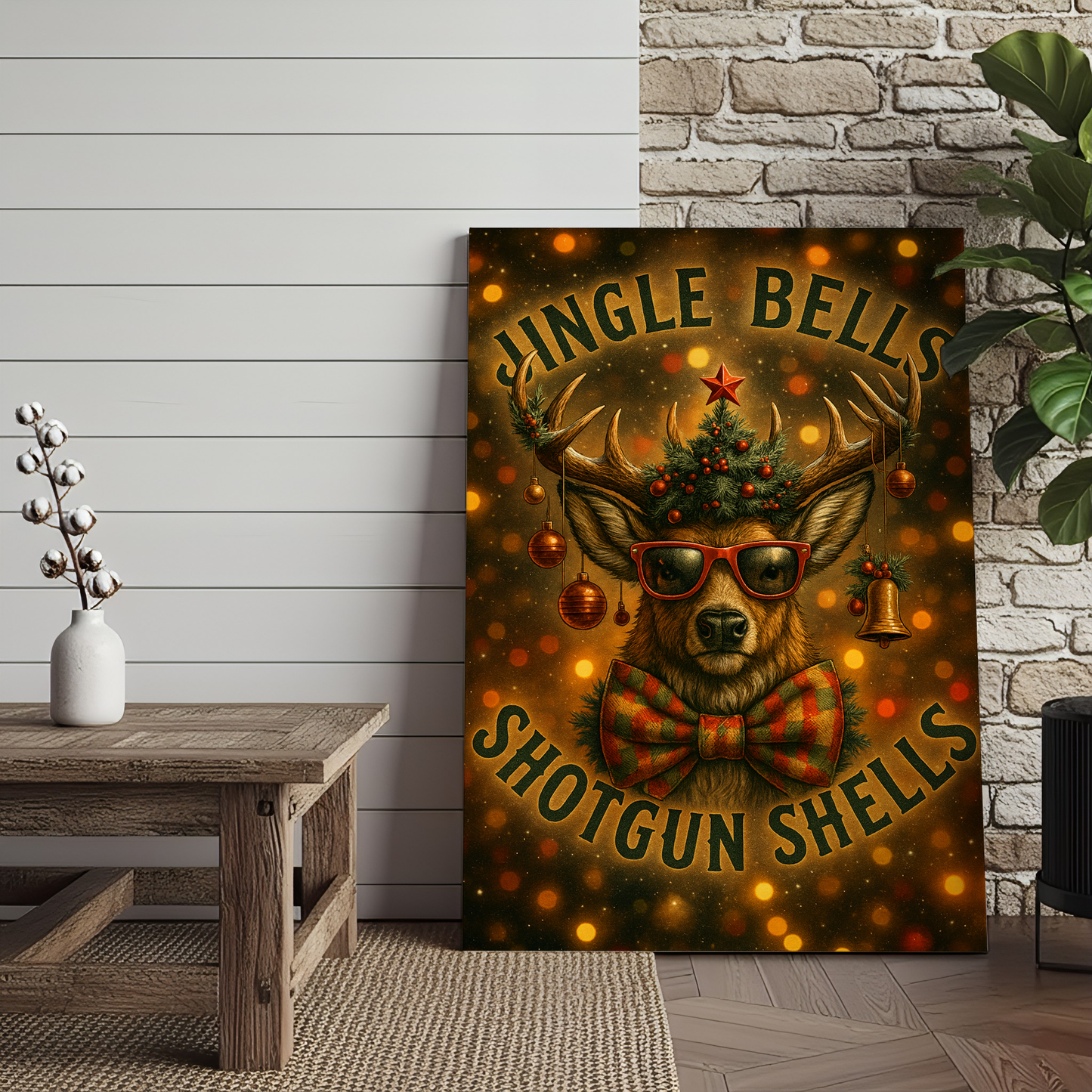 Deer Jingle Bells Shotgun Shells 3D Wrapped Canvas