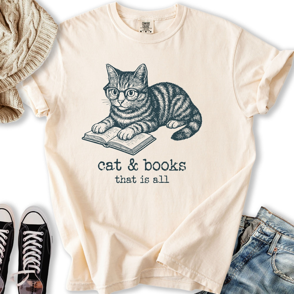 Cats And Books Relaxed Tee