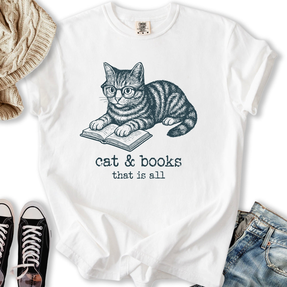 Cats And Books Relaxed Tee