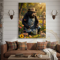 Spring Garden Bear Nature Illustration Canvas