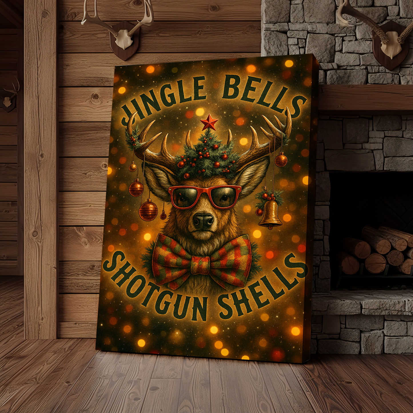 Deer Jingle Bells Shotgun Shells 3D Wrapped Canvas