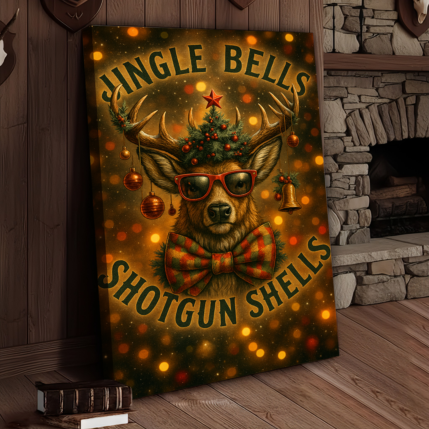 Deer Jingle Bells Shotgun Shells 3D Wrapped Canvas