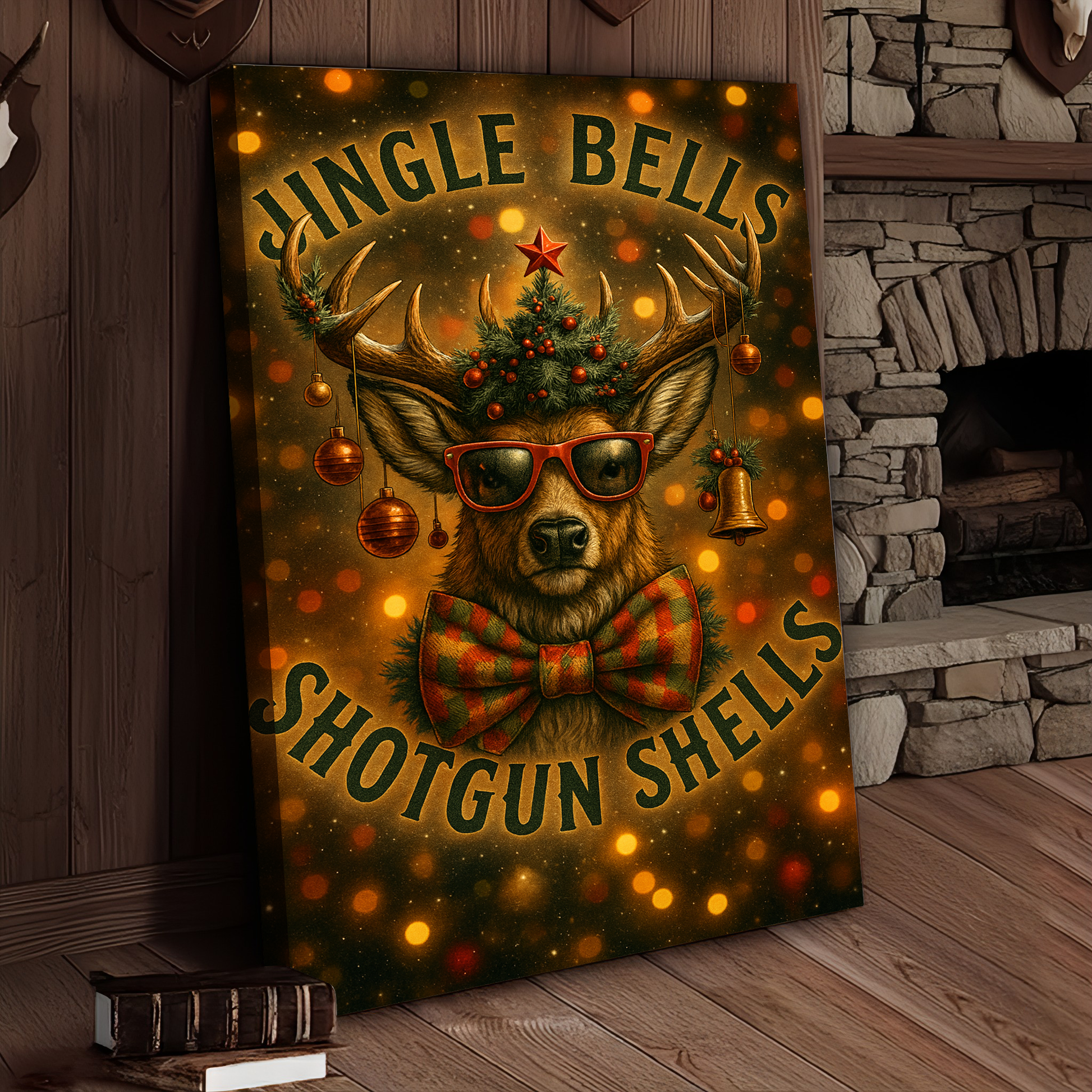 Deer Jingle Bells Shotgun Shells 3D Wrapped Canvas