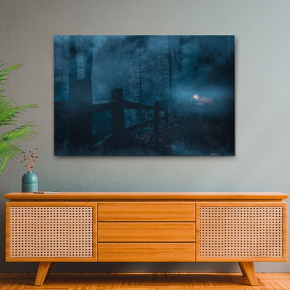 Foggy Night Forest Canvas Wall Art