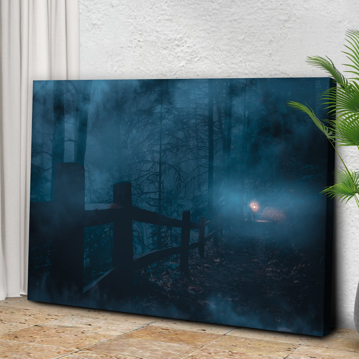 Foggy Night Forest Canvas Wall Art