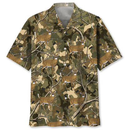 Camouflage White-tailed Deer Hunting Hawaiian Shirt