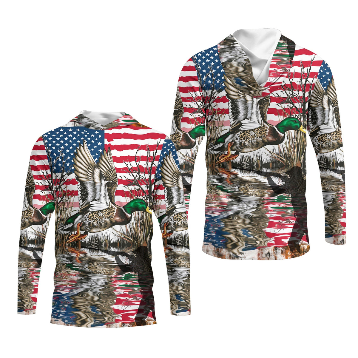 America Mallard Duck Hunting Camo All Over Print Shirt
